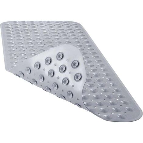 Tapis De Douche Antidérapant Extra Large 40 X 16 Pouces Avec Ventouses Et Trous De Drainage Lavable En Machine Gris