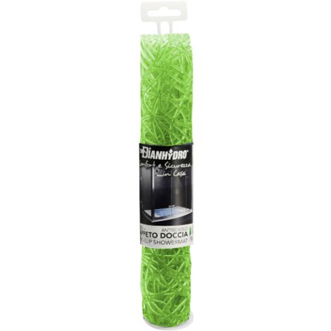 Tapis de douche antide'rapant Mod. Lux 72 x 36 cm en PVC vert avec ventouses de se'curite' tapis de bain Verde 72x36 Cm