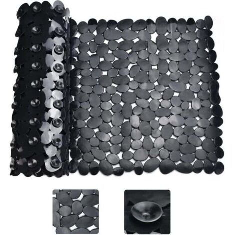 Tapis de Douche Antidérapant Noir Rectangle Tapis de Baignoire Antidérapant Anti Moisissure Tapis de Bain Antidérapant pour Baignoire Tapis de Douche Ventouse pour Salle de Bain, 88 40cm