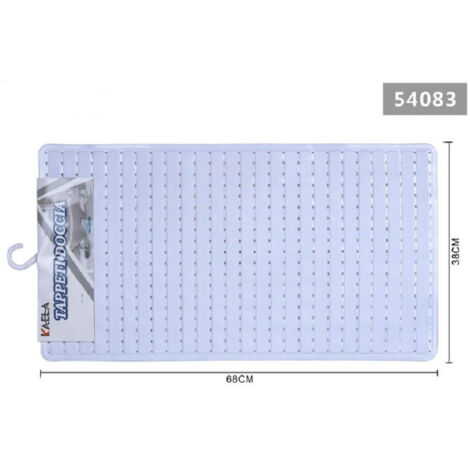 Tapis De Douche Antidérapant Rectangulaire à Rayures Blanches 38 X 68 Cm 54083