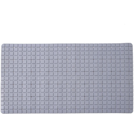 Tapis de Douche Antiderapant Tapis de Baignoire de Bain avec Ventouse/Trous de Drainage pour Baignoires et Douches, Anti Moisissure Tapis de Sol, Longue 72 x 38cm Gris