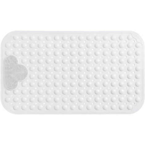 Tapis de douche antidérapant, Tapis de Douche avec Coussin Massant, 90 x 60 cm, tapis de bain antidérapant avec ventouses,blanc