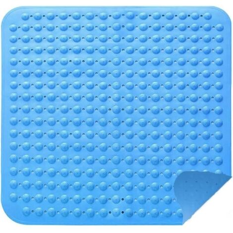 Tapis De Douche Antidérapant,48x48cm Tapis Anti Dérapant avec Ventouses, Lavable en Machine, Carré, Bleumarine, pour Personnes âgées