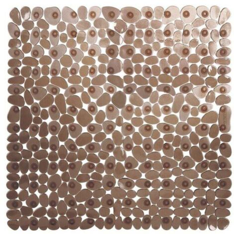 Tapis de Douche Antiderapant,54x54cm(Marron) Tapis de Douche Carrés,Tapis de Baignoire Antidérapant et Anti-moisissure,Tapis de Bain Antiderapant Enfant,Lavable en Machine avec Ventouse Tapis