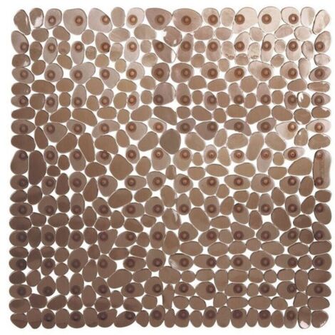 Tapis de Douche Antiderapant,54x54cm(Marron) Tapis de Douche Carrés,Tapis de Baignoire Antidérapant et Anti-moisissure,Tapis de Bain Antiderapant Enfant,Lavable en Machine avec Ventouse Tapis