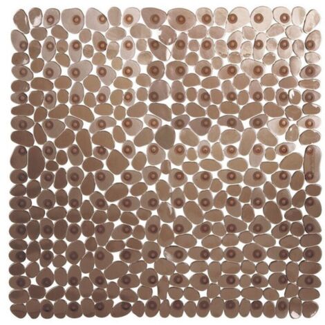 Tapis de Douche Antiderapant,54x54cm(Marron) Tapis de Douche Carrés,Tapis de Baignoire Antidérapant et Anti-moisissure,Tapis de Bain Antiderapant Enfant,Lavable en Machine avec Ventouse Tapis
