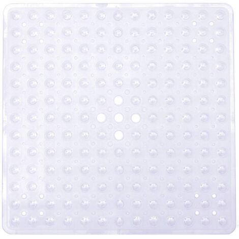 Tapis de douche carré 53 x 53 cm, antidérapant, anti-moisissure, avec ventouse, absorbant, sans BPA, antibactérien, lavable en machine, avec trous de drainage - Blanc