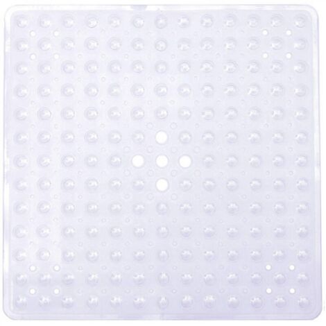 Tapis de douche carré 53 x 53 cm, antidérapant, anti-moisissure, avec ventouse, absorbant, sans BPA, antibactérien, lavable en machine, avec trous de drainage - Blanc