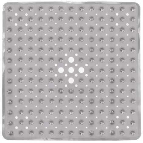 Tapis de douche carré 53 x 53 cm, antidérapant, anti-moisissure, avec ventouse, absorbant, sans BPA, antibactérien, lavable en machine, avec trous de drainage - Gris