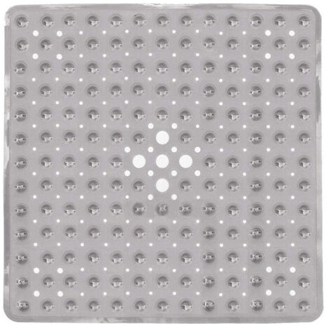 Tapis de douche carré 53 x 53 cm, antidérapant, anti-moisissure, avec ventouse, absorbant, sans BPA, antibactérien, lavable en machine, avec trous de drainage - Gris