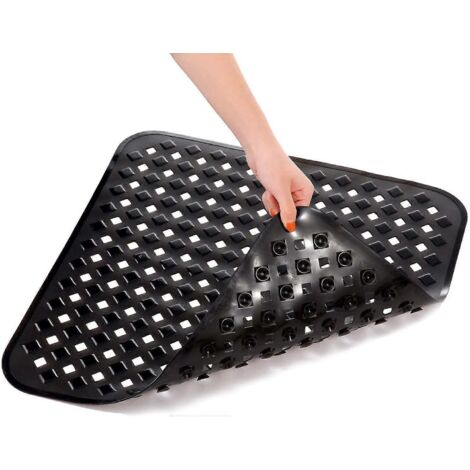 Tapis de douche carré - 53 x 53 cm, tapis de bain antidérapant avec ventouses, tapis de sécurité pour la salle de bain en caoutchouc