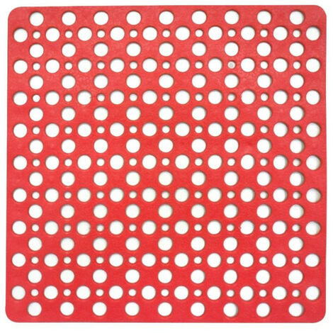Tapis de douche carré en caoutchoux antidérapant - Rose corail - 53 x 53 cm - Livraison gratuite