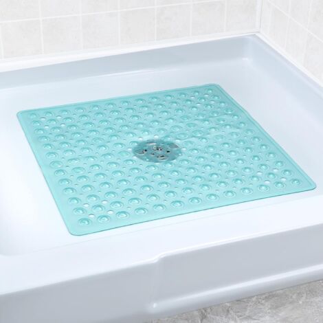 Tapis de douche carré essentiel, 53 x 53 cm, surface texturée antidérapante, ventouses 25 % plus puissantes, tapis de sol de douche antidérapant pour