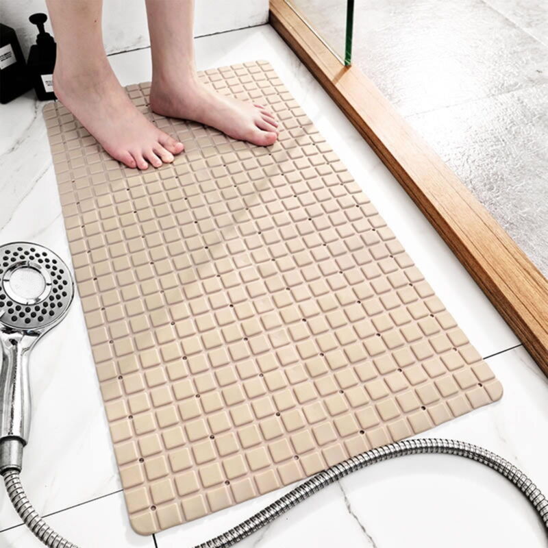 Tapis de douche carré extra large antidérapant pour personnes âgées et enfants, trous de drainage de salle de bain, ventouses puissantes