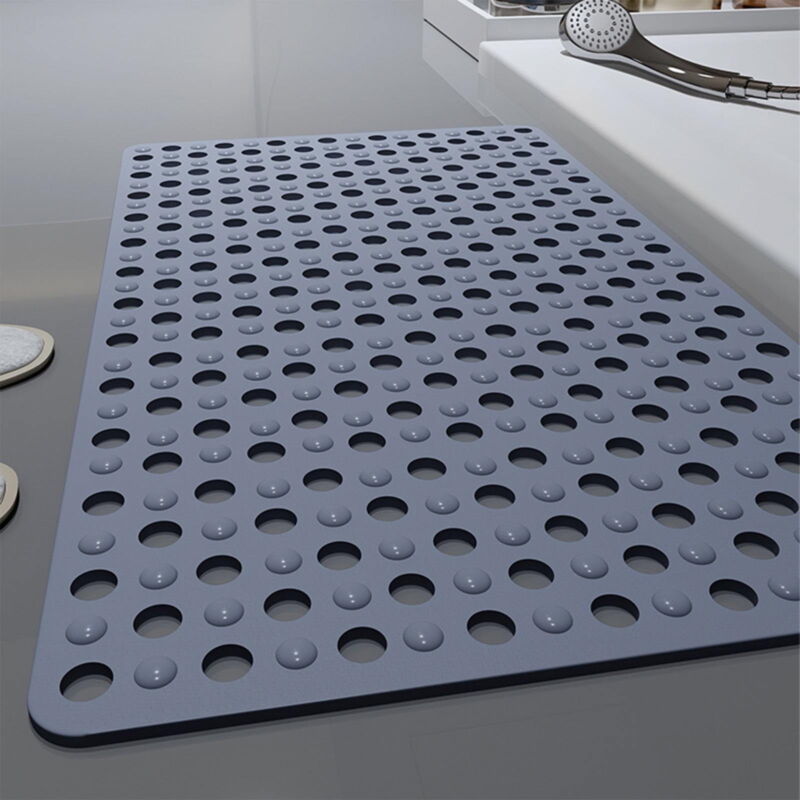 Tapis de douche carré extra large antidérapant pour personnes âgées et enfants, trous de drainage pour salle de bain, ventouses puissantes, lavable