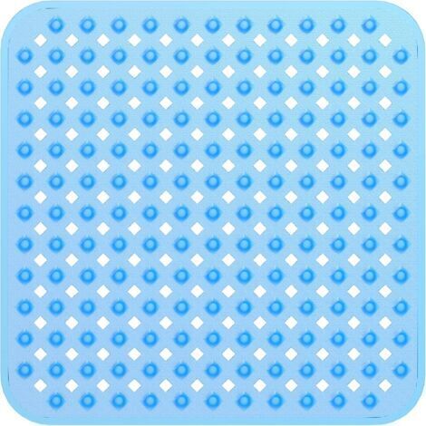 Tapis de douche carrés Tapis de bain antidérapants avec tapis de salle de bain de sécurité à ventouse, Tapis de douche pour enfants en caoutchouc antibactérien avec trous de drainage,53 × 53cm