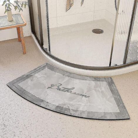 Tapis de douche d'angle à séchage rapide Mott 50, antidérapant et incurvé, pour douche circulaire. Tapis de douche absorbant et doux, confortable pour les pieds, 50 x 80 cm, gris.