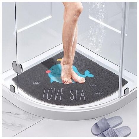 Tapis de Douche d'angle Loofah,Tapis de Bain Antidérapant Anti Moisissure 60 x 60 cmTapis de Douche pour Douche Intérieure Extéri