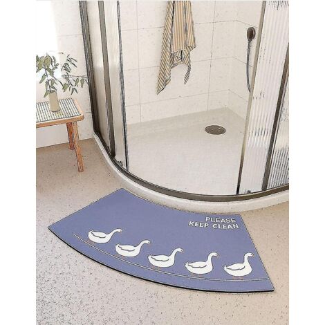 Tapis de douche d'angle Mott 50 à séchage rapide, antidérapant et incurvé, pour douche ronde. Tapis absorbant et doux pour salle de bain, confortable et facile à poser au sol. Dimensions : 50 x 80 cm.