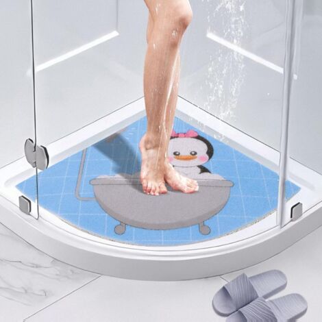 Tapis de Douche d'angle ,Tapis de Bain Antidérapant Anti Moisissure 60 x 60 cm,Tapis de Douche pour Douche Intérieure Extérieure, Tapis de Bain Secteur Lavable pour Sol de Salle de Bain，（manchot）