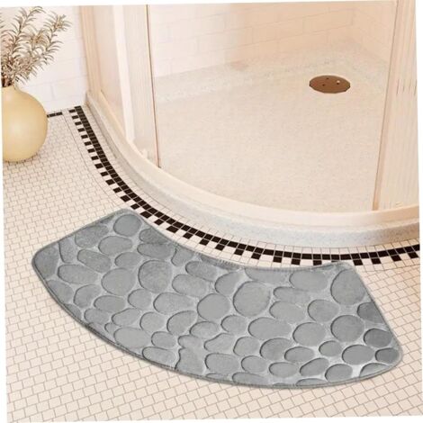 Tapis de douche incurvé 39 x 16 pouces, antidérapant, pour douche d'angle, super absorbant, lavable en machine.