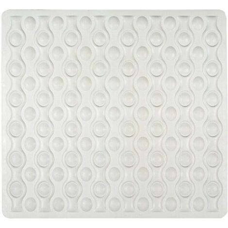 Tapis de douche Rocha, tapis de bain antidérapant, caoutchouc, 54x54 cm, blanc