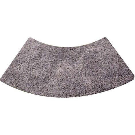 Tapis de douche rond festonné, tapis de douche quart de rond en microfibre, lavable en machine, antidérapant, gris, 45 × 100 cm