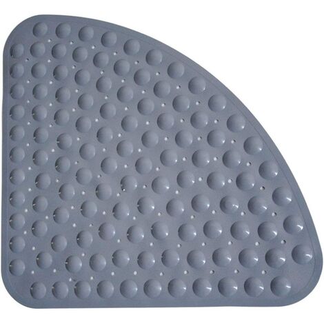 Tapis de douche Tapis de bain antidérapant antidérapant antibactérien Anti-moisissure en quart de cercle Tapis de bain en coin Tapis de bain avec ventouses pour douche de bain (54 cm x 54 cm, gris)