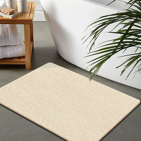 Tapis de douche, tapis de bain antidérapants pour baignoire texturée, 23,6 × 35,4 pouces, tapis de cabine de douche en PVC Loofah pour salle de bain, séchage rapide, beige