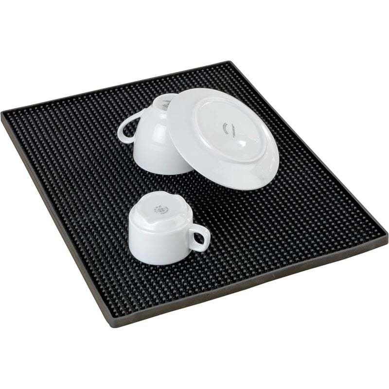 Tapis de drainage pour assiettes, 45x30x0,8 cm, noir, tapis de drainage antidérapant avec barrière d'eau