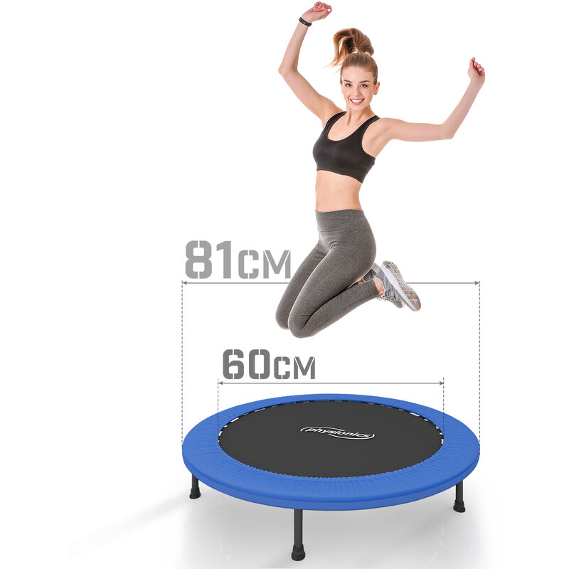 Mini Trampoline de Fitness - Diamètre ø 81 cm, Pieds Antidérapants, Usage Intérieur/Extérieur - Trampoline de Gymnastique, Entraînement, Jumping