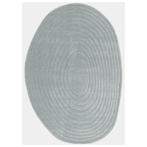 Tapis de forme ovale organique en relief - Circle - Cercle gris bleuté - 160 x 229 cm