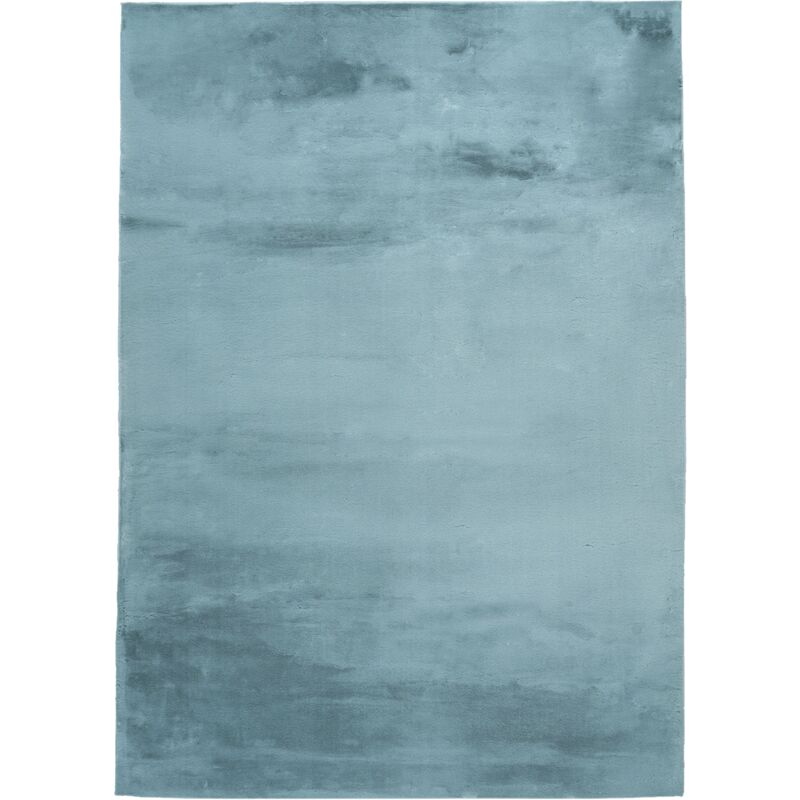 Tapis Salon Fourrure Poils Longs Velour Moelleux UNICOLORE (Bleu Canard - 160x230cm)