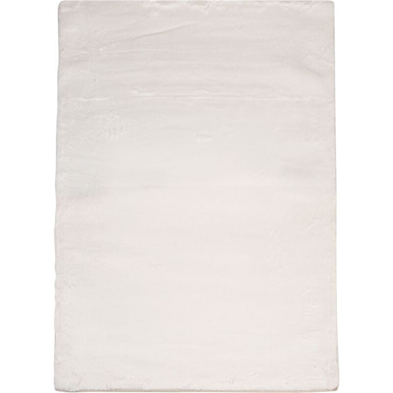 Tapis Salon Fourrure Poils Longs Velour Moelleux UNICOLORE (Blanc - 200x290cm)