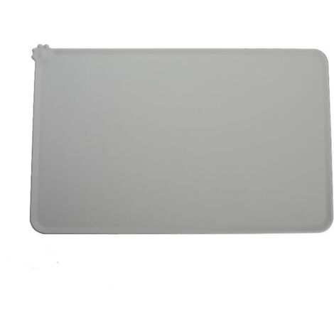 Tapis de gamelle imperméable en silicone gris pour animaux de compagnie - 48 x 30 cm
