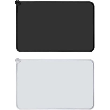 Tapis de gamelle - Non spécifié - Lot de 2 - Silicone imperméable - Antidérapant - 48 x 30 cm - Noir et gris