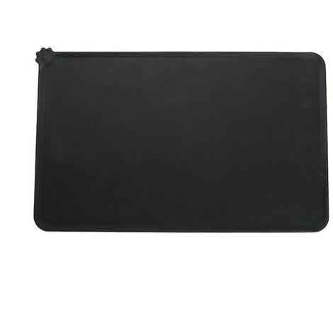 Tapis de gamelle pour animaux en silicone noir imperméable 48 x 30 cm