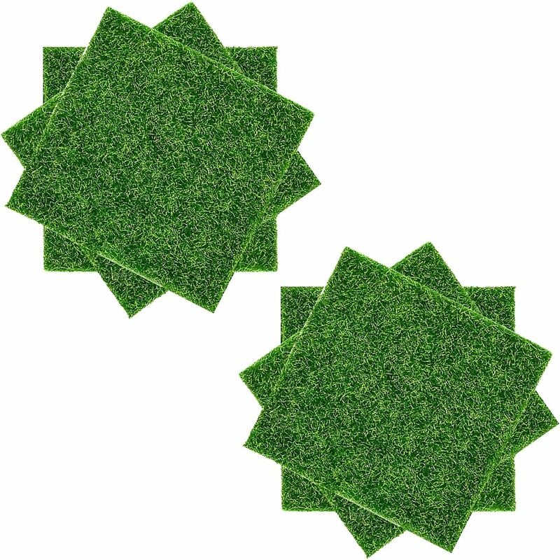 Ineasicer - Lot de 6 tapis d'herbe artificielle miniature pour jardin, balcon, maison - 15 x 15 cm