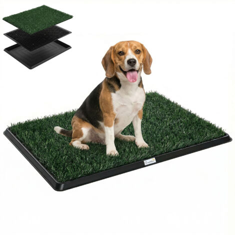 Tapis de gazon lavable pour chiens avec gazon artificiel et plateau pour usage intérieur et extérieur 76 x 50,5 cm