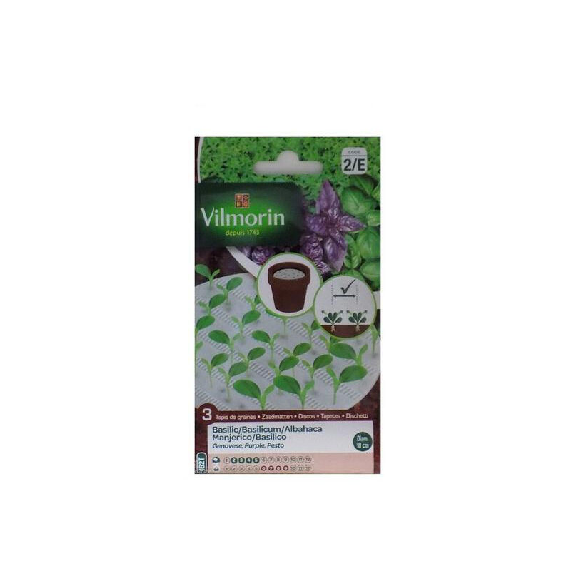 Vilmorin - 3 Disques biodgradables Graines de basilic (Cultivation des installations) 10 cm