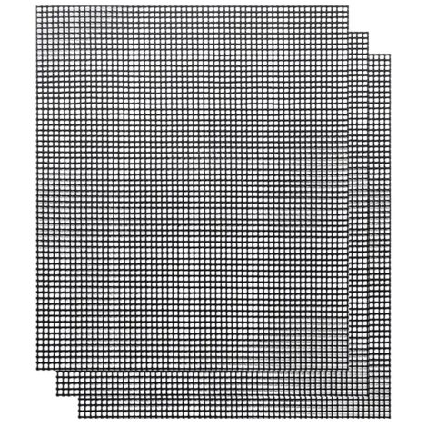 Tapis de gril, tapis de gril antiadhésif réutilisable, 40 x 33 cm, lot de 3, noir