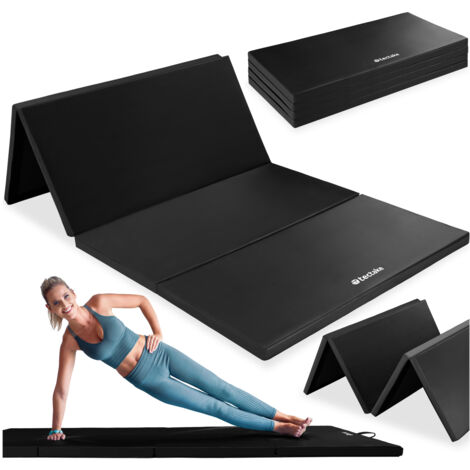 Tectake – Tapis de gymnastique pliable 240x120x5cm – Surface en simili cuir – Rembourrage en polyéthylène expansé – Bandes auto-aggripantes