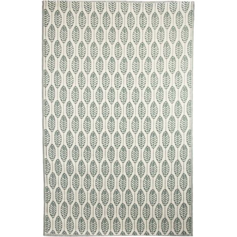 Tapis de jardin rectangulaire et réversible imprimé feuilles - Vert/Beige - L 150 x l 242,5 cm - Livraison gratuite