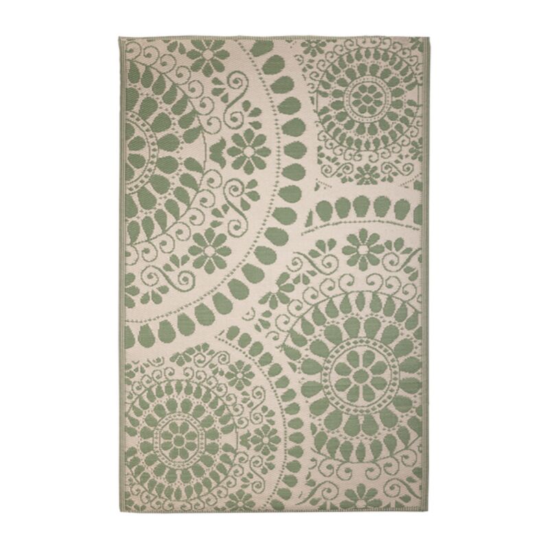 Best For Boots - Tapis de jardin rectangulaire et réversible imprimé rosaces - Vert/Beige - l 121 x l 182 cm - Livraison gratuite