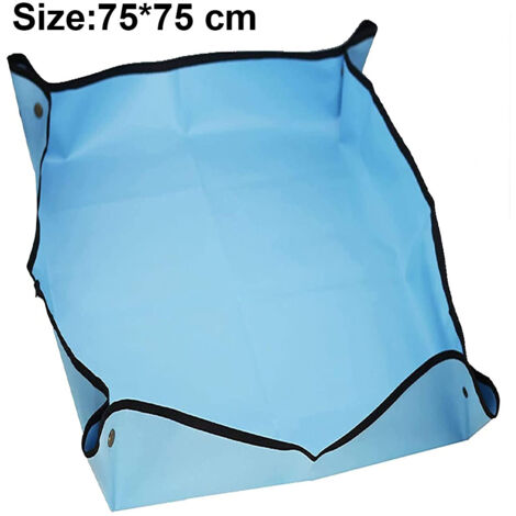 Tapis de jardinage, tapis de plantation, tapis de rempotage, tapis de mélange de terreau, tapis de rempotage imperméables, outils et accessoires de jardinage 75 x 75 cm, bleu