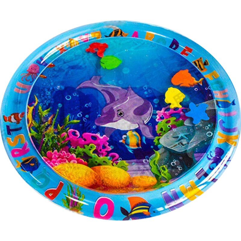 Tapis de jeu aquatique - Tapis de jeu d'activité pour les tout-petits 3 6 9 mois - Cadeau sensoriel pour bébé pour filles et garons, dauphin rond