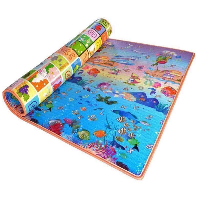 Tapis de jeu en coton pour bébé Tapis de jeu pour bébé Tapis rampant pour sol Tapis de bébé grand super doux extra épais (0,5 cm), surface en peluche