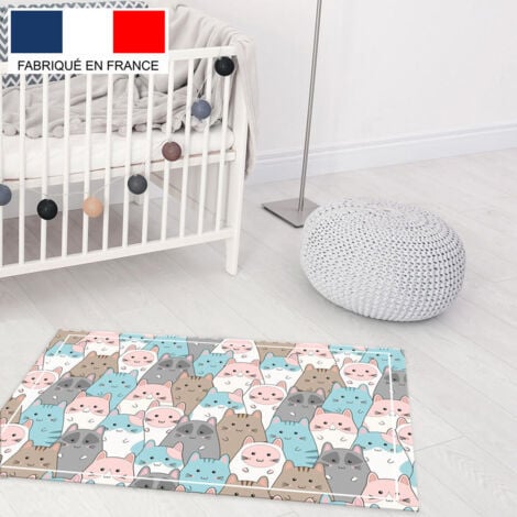 Tapis de jeu en vinyle Tarkett 49,5x83 pour chambre d'enfant - haute qualité non toxique - motif chats pastel