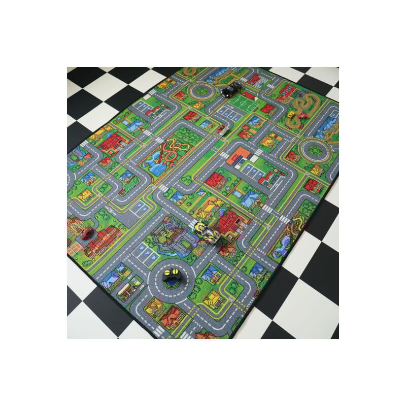 Tapis de jeu enfant - Circuit de voiture - Ville - 120 x 170 cm