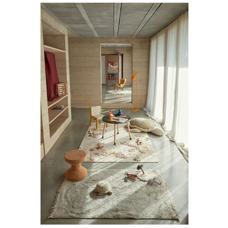 Lorena Canals - Tapis de jeu enfant coton lavable en machine Seabed Crème 140x200